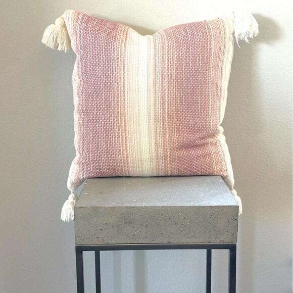 cupcakes & cashmere Other - Cupcakes and Cashmere Boho Woven Blush Pink Down Feather 20” Throw Pillow NWT